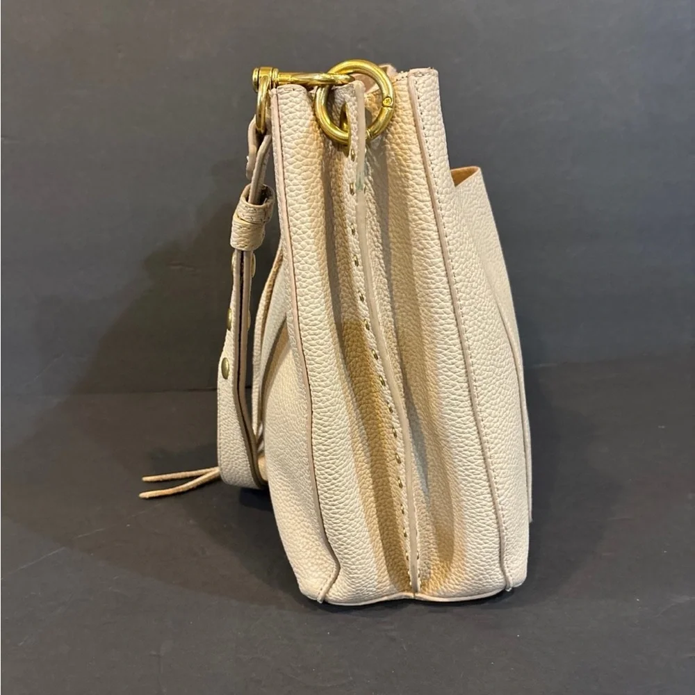 Rebecca Minkoff Darren Leather Shoulder Bag Pebbled Leather Cream Gold Hardware - Picture 4 of 13